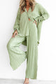 Arolora pleated-blouse-slit-long-pants-set