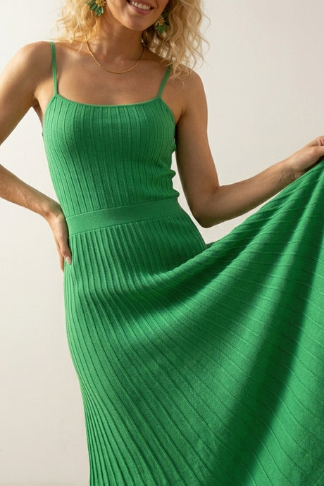Pleated High Waist Knit Dress