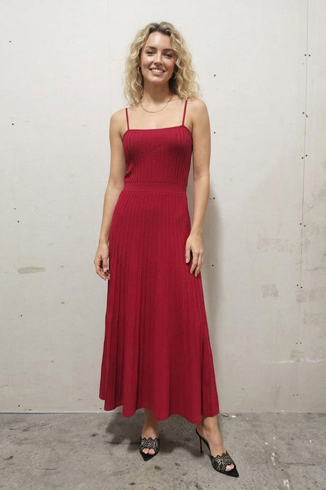 Pleated High Waist Knit Dress