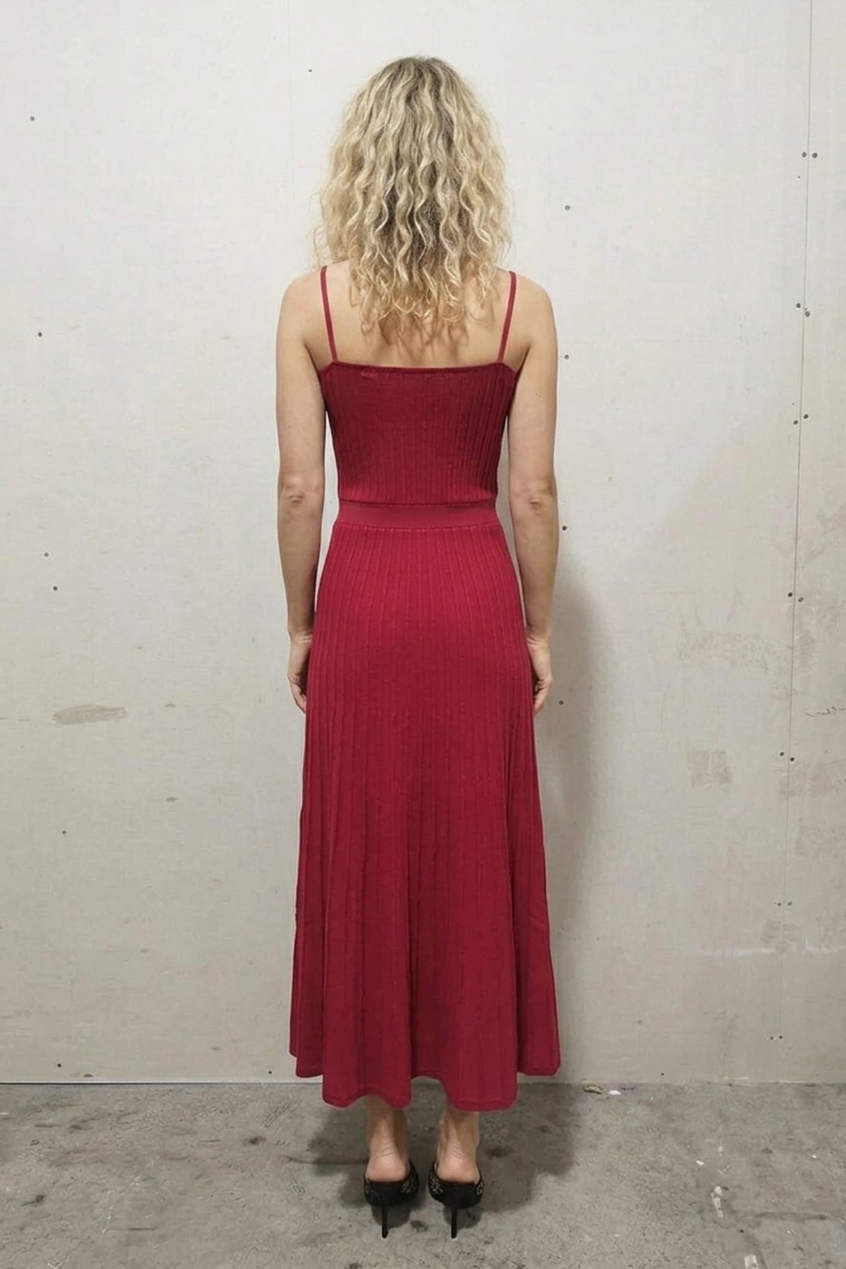 Pleated High Waist Knit Dress