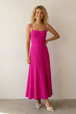 Pleated High Waist Knit Dress