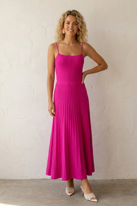 Pleated High Waist Knit Dress