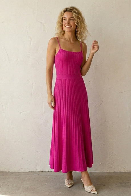 Pleated High Waist Knit Dress