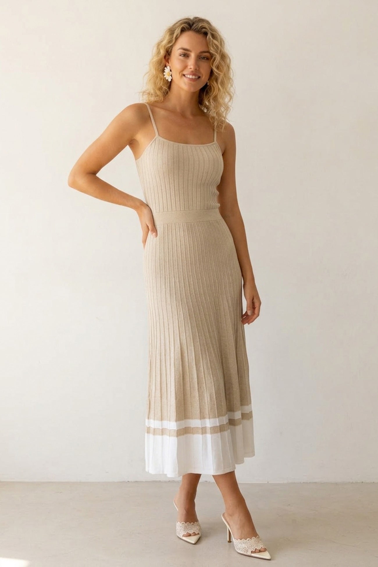 Pleated High Waist Knit Dress