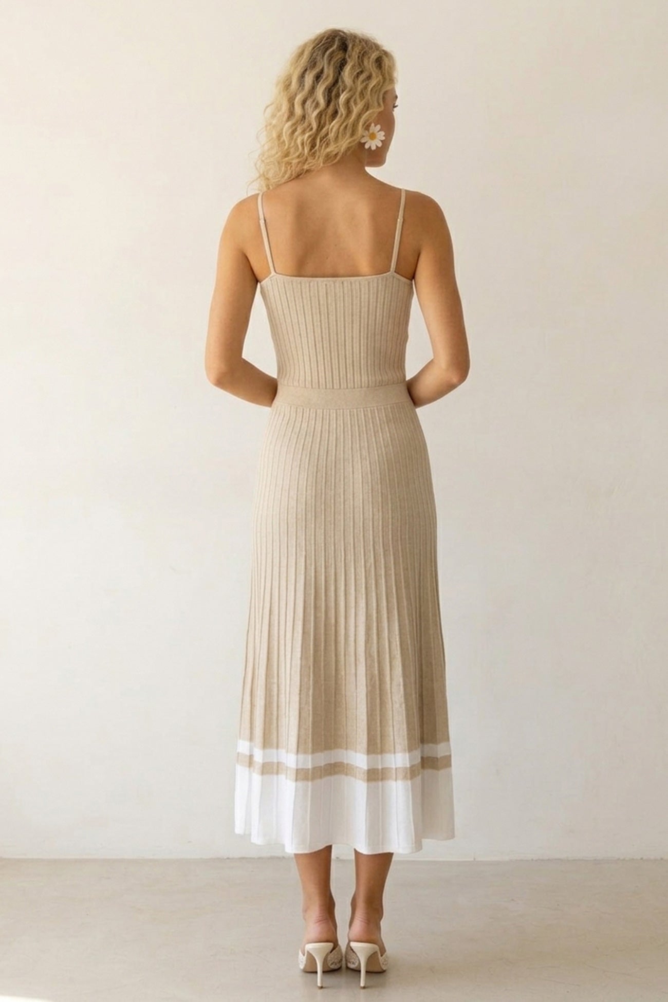 Pleated High Waist Knit Dress