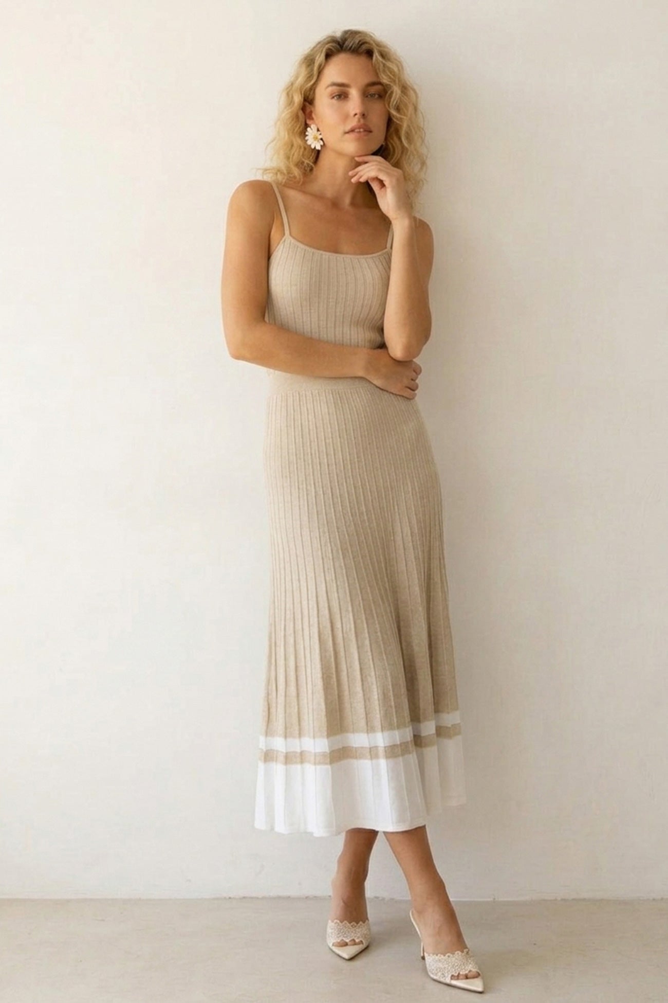Pleated High Waist Knit Dress