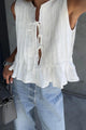 Pleated Tie-up Cotton Linen Tank Top