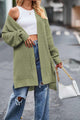 Pocketed Open Front Slit Hem Long Cardigan