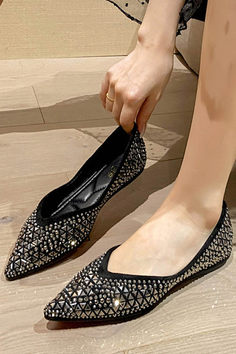 Arolora pointed-rhinestone-flats