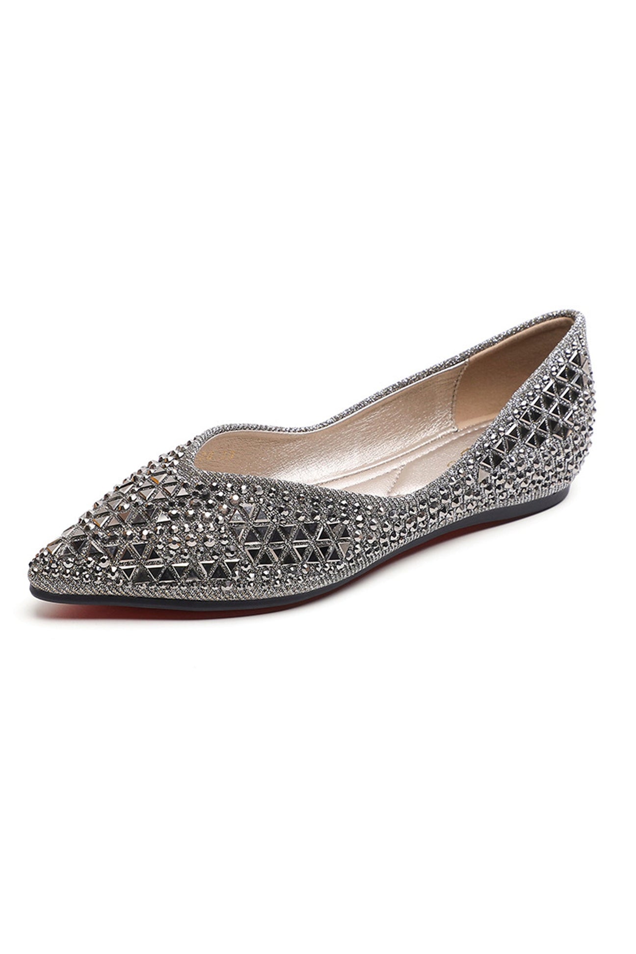 Arolora pointed-rhinestone-flats
