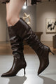 Pointed-Toe Stiletto Slouch Knee-High Boots