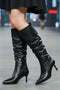 Pointed-Toe Stiletto Slouch Knee-High Boots