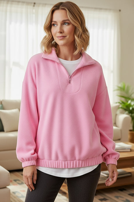Polar Fleece Lapel Zip-up Sweatshirt