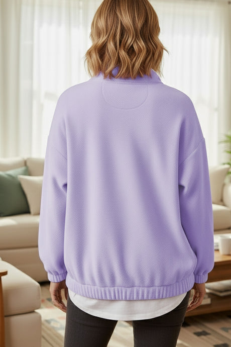 Polar Fleece Lapel Zip-up Sweatshirt