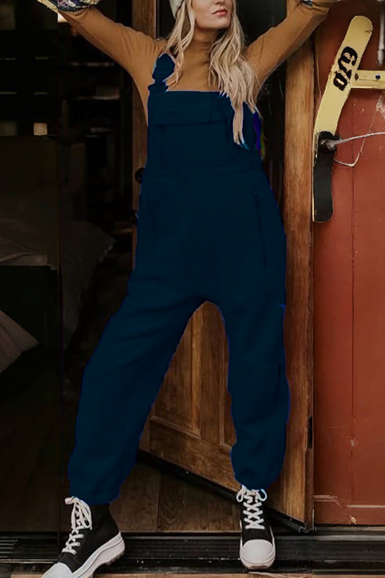 Arolora polar-fleece-sleeveless-baggy-overalls