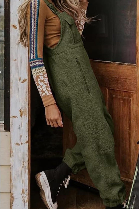 Arolora polar-fleece-sleeveless-baggy-overalls