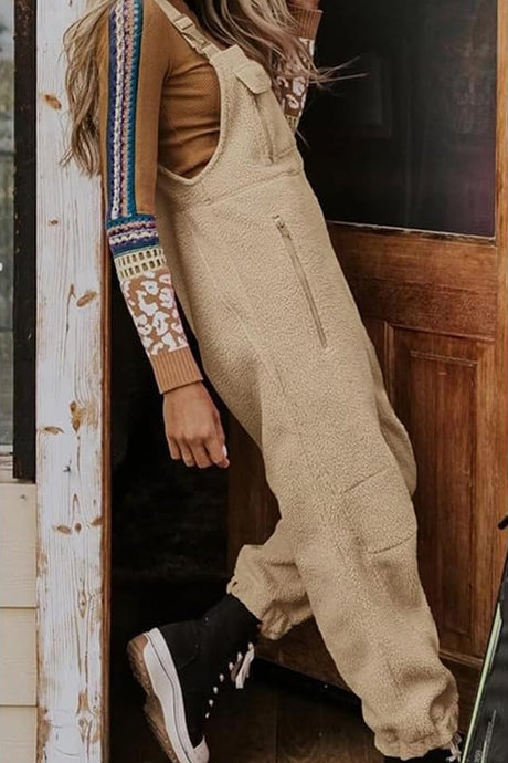 Arolora polar-fleece-sleeveless-baggy-overalls