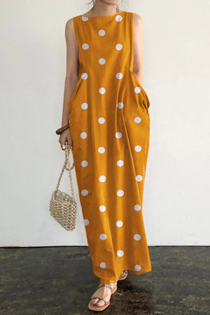 Polka Dots Large Pockets Tank Dress