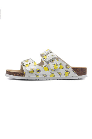 Printed Buckle Flat Sandals