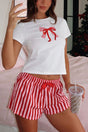 Arolora Printed Crew Neck T-shirt Shorts Set
