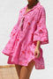 Arolora printed-flares-sleeve-ruched-mini-dress
