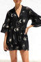 Arolora printed-flares-sleeve-ruched-mini-dress