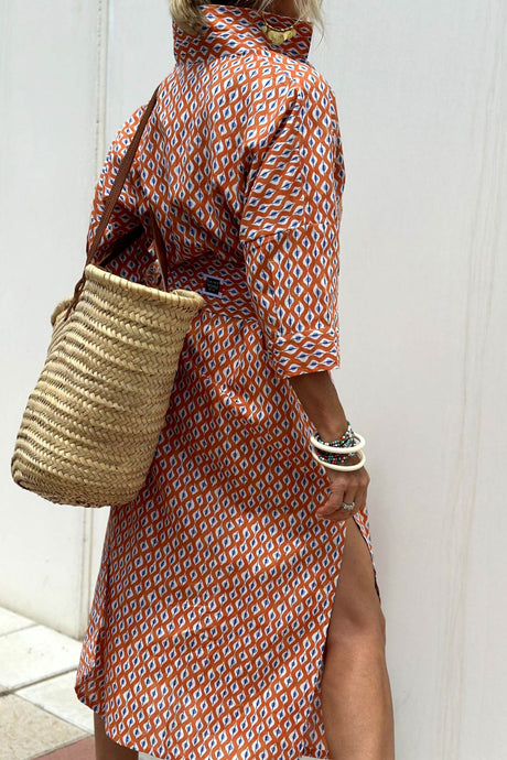 Arolora printed-half-sleeve-shirt-dress
