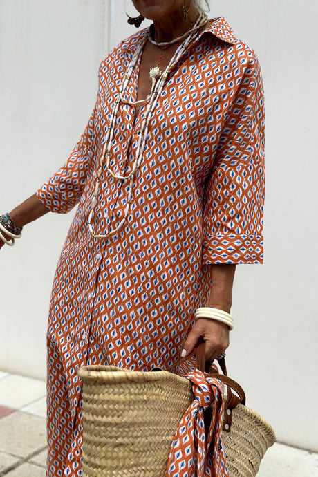 Arolora printed-half-sleeve-shirt-dress