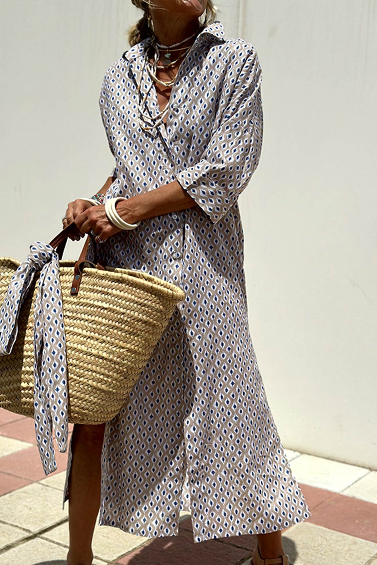 Arolora printed-half-sleeve-shirt-dress