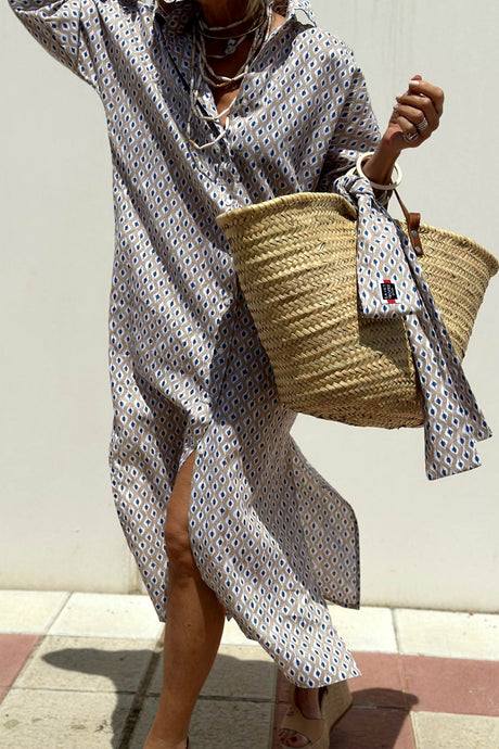 Arolora printed-half-sleeve-shirt-dress