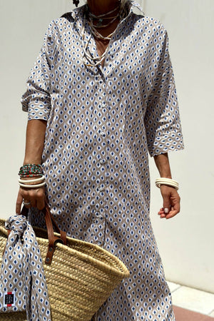 Arolora printed-half-sleeve-shirt-dress