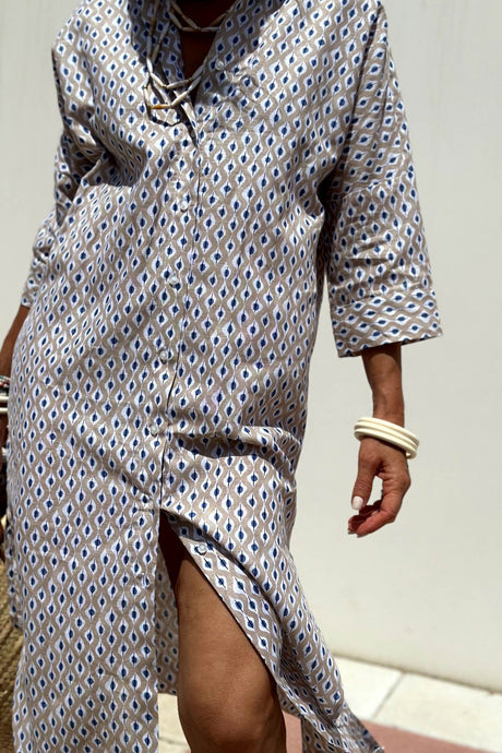 Arolora printed-half-sleeve-shirt-dress