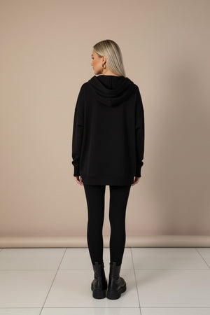 Printed Slit Hem Hoodie Legging Set