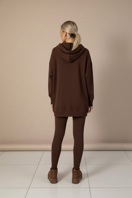 Printed Slit Hem Hoodie Legging Set