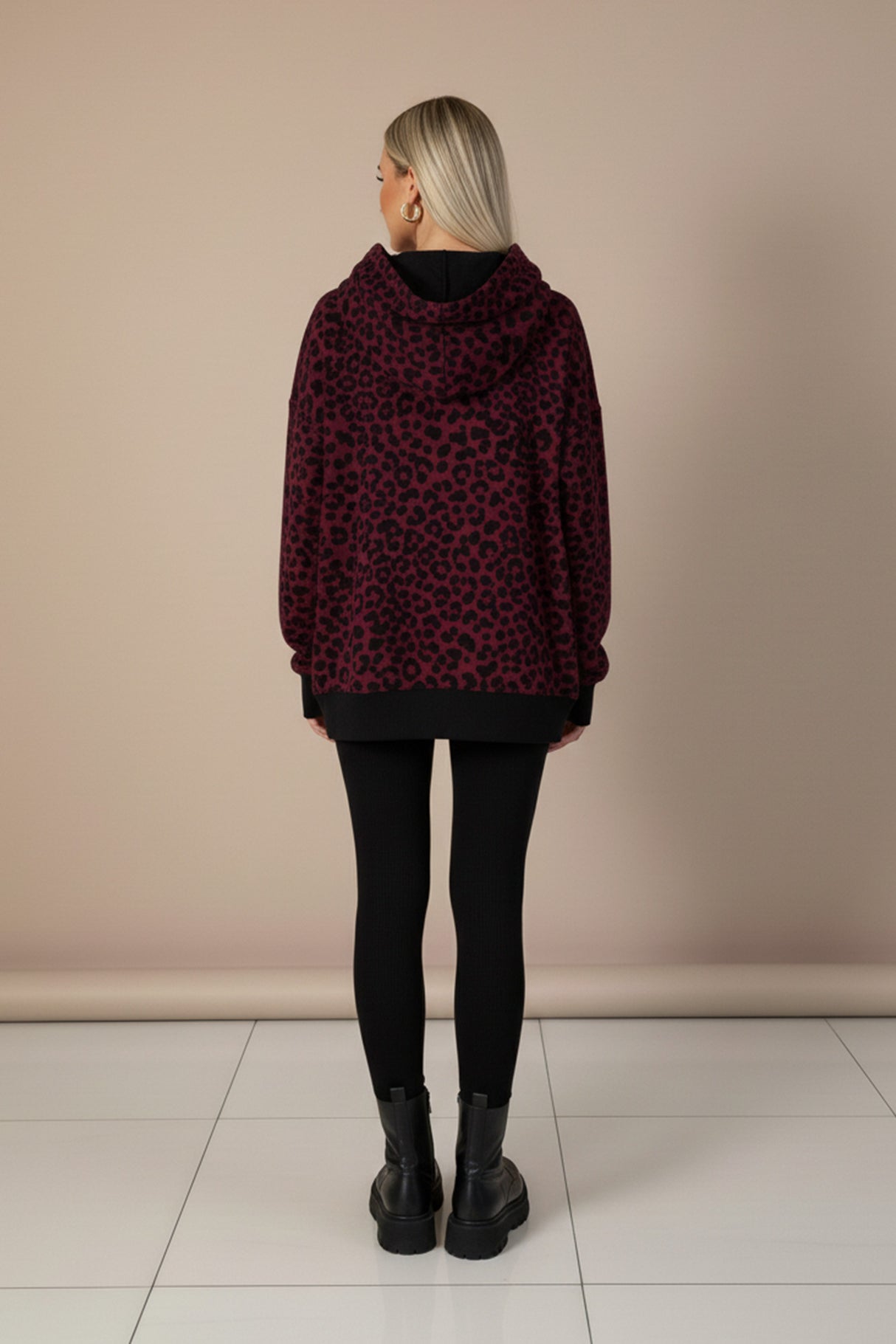 Printed Slit Hem Hoodie Legging Set