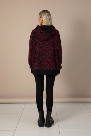 Printed Slit Hem Hoodie Legging Set