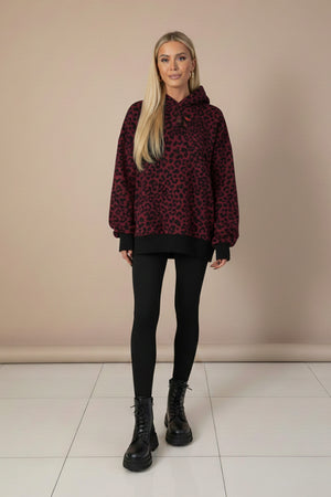 Printed Slit Hem Hoodie Legging Set