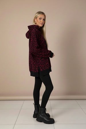 Printed Slit Hem Hoodie Legging Set