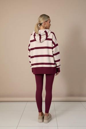 Printed Slit Hem Hoodie Legging Set