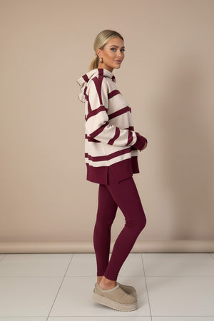 Printed Slit Hem Hoodie Legging Set