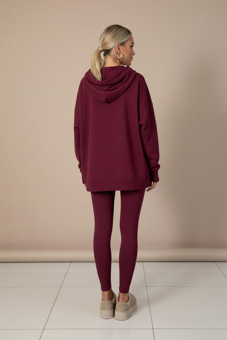 Printed Slit Hem Hoodie Legging Set