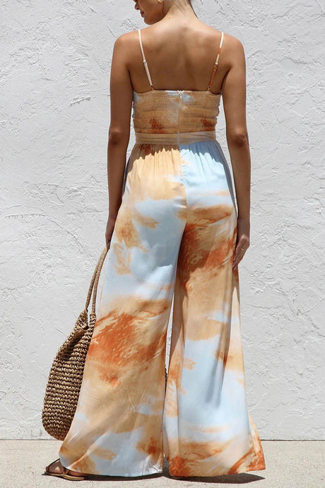 Arolora Printed Tie-up Cutout Cami Jumpsuits