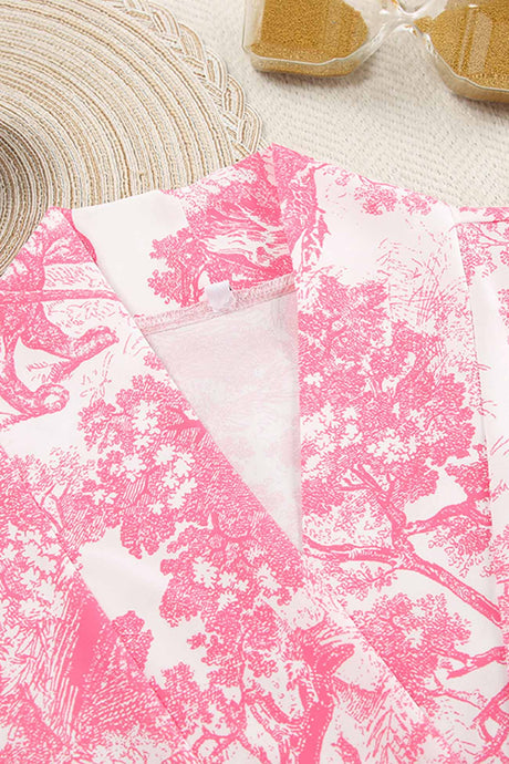 Printed Tie-up Open Front Loungewear