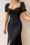 Arolora Puff Sleeve Single-breasted Midi Dress