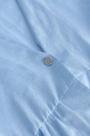 Arolora Puff Sleeve V Neck Cotton Sweet Shirt Set