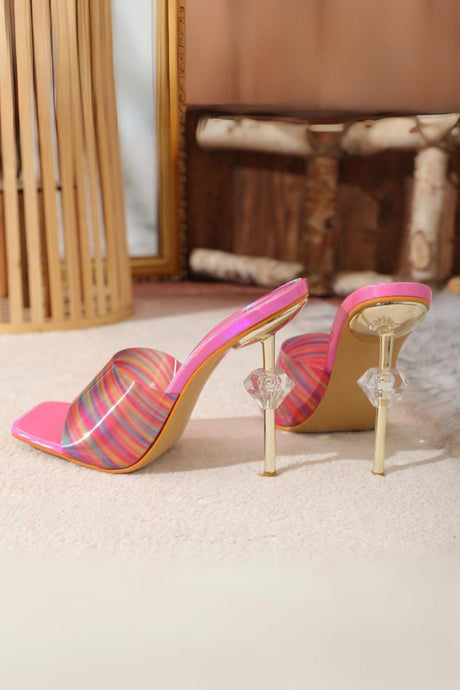 Rainbow Printed Heart High Heel Sandals