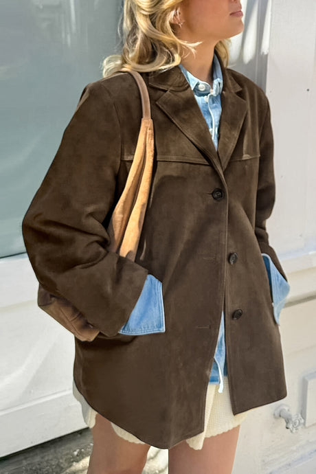 Retro Brown Suede Blazer