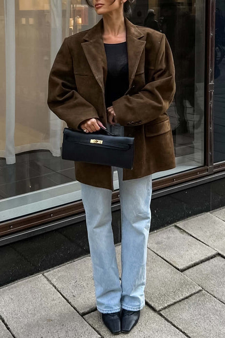 Retro Brown Suede Blazer