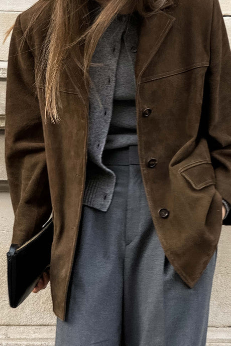 Retro Brown Suede Blazer