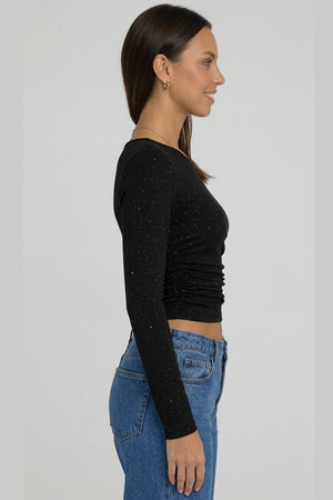 Rhinestone Off The Shoulder Knit Top